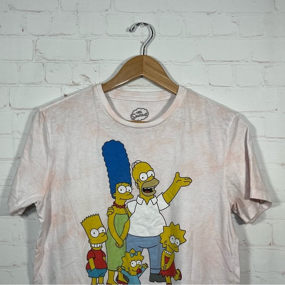 The Simpsons Characters T Shirt Mens Size Small Pink Tie Dye Short Sleeve - Picture 2 of 7